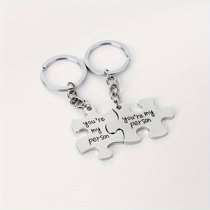 Metal Puzzle Key Ring Funny Alloy Keychain Gift For Couples