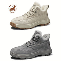 Men's Winter Snow Boots Windproof Hiking Shoes With Fuzzy Lining