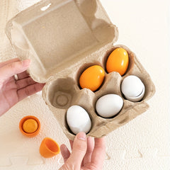 6pcs Wooden Egg Toys Set for Children Play Kitchen Pretend Food