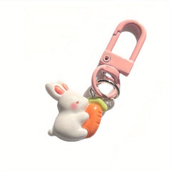 Cute Rabbit Flower Keychain Girls School Backpack Phone Car Keys Birthday Gift
