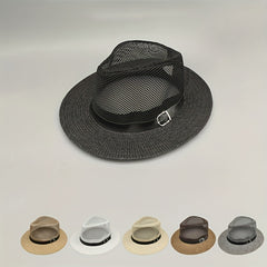 Mesh Hollow Fedora Belt Sun Hat Unisex Outdoor Beach Hats