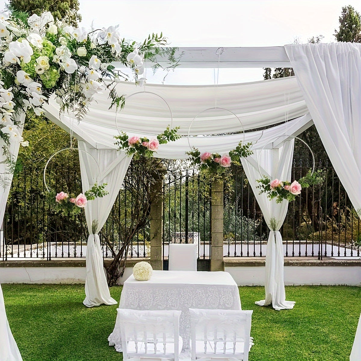 Metal Flower Garland Hoop Set DIY Wedding Table Decor