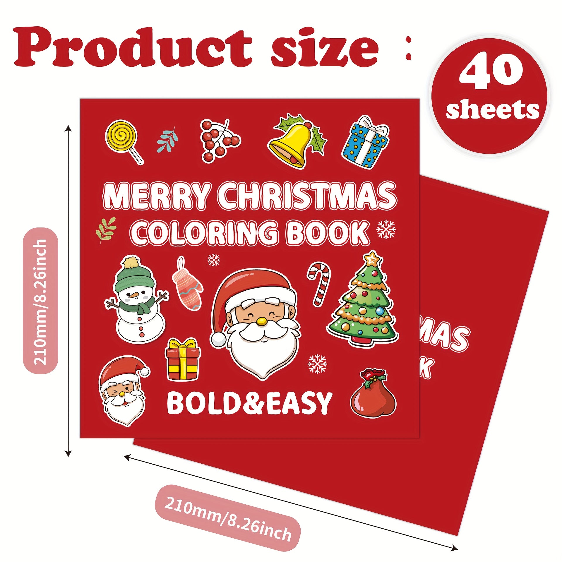 Christmas Coloring Book with Stickers - Single Sided Designs