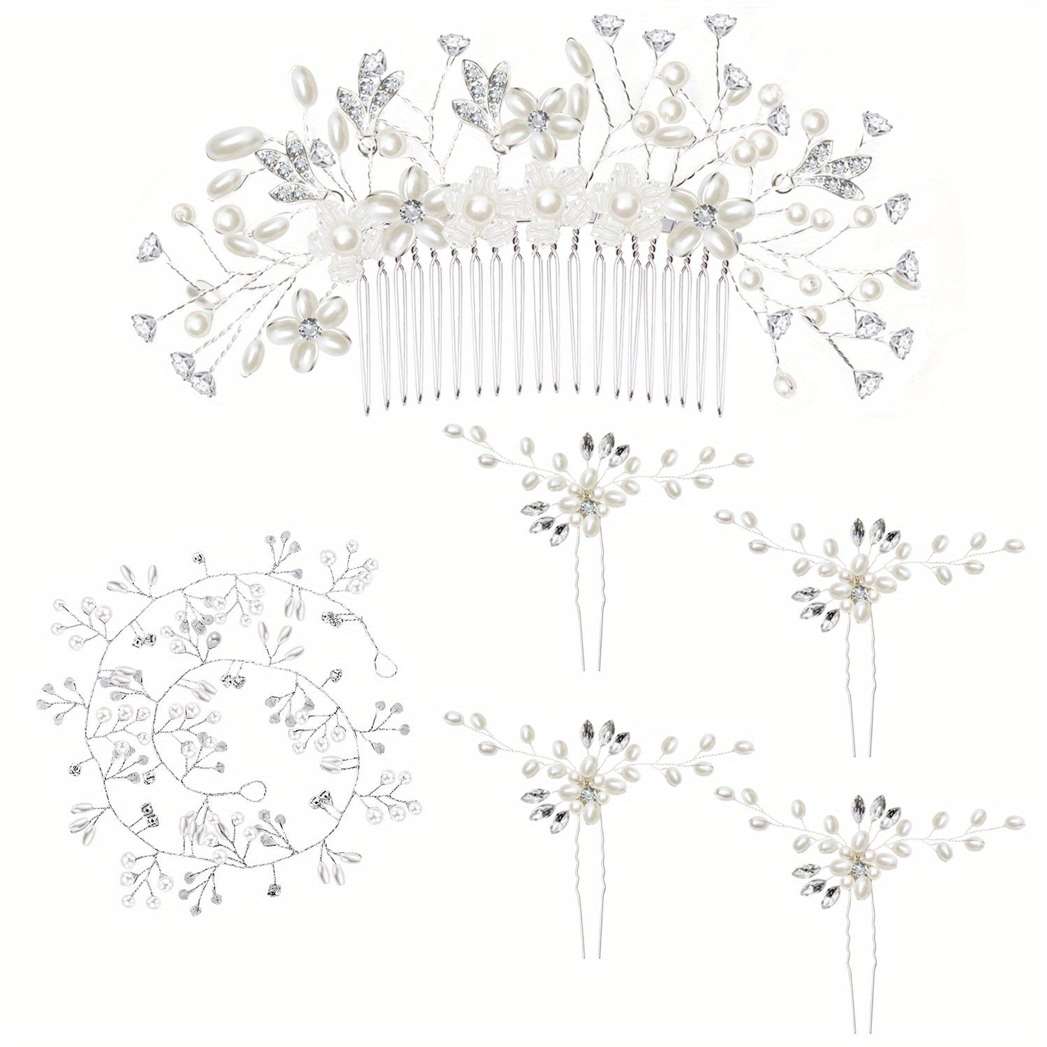 6pcs Faux Pearl Hair Pin Bridal Wedding Accessories Set