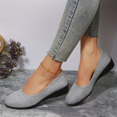 Women's Gray Platform Shoes Casual Slip On Outdoor Shoes Lightweight