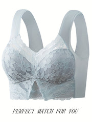 5pcs Lace Wireless Full Coverage Bras Women's Lingerie