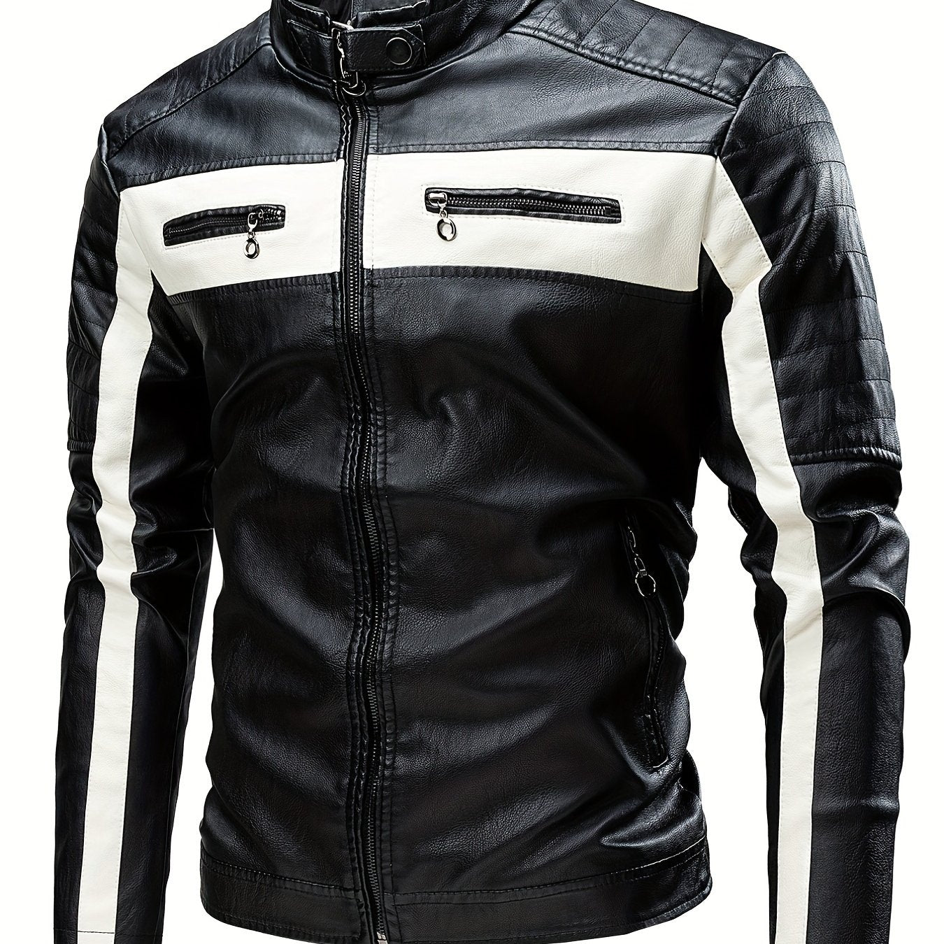Men's Spring And Autumn Warm Faux Leather Jacket Coat