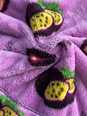 Passion Fruit Print Lounge Robe Long Sleeve Hooded Fuzzy Lounge Robe