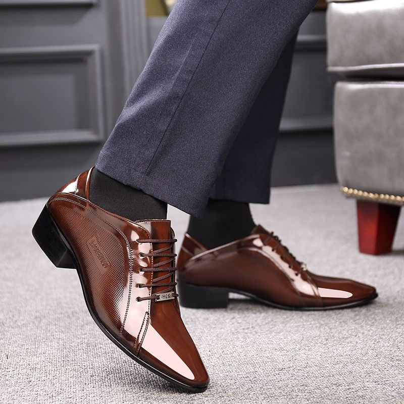 LAORENTOU Men's Leather Pointed Toe Dress Shoes