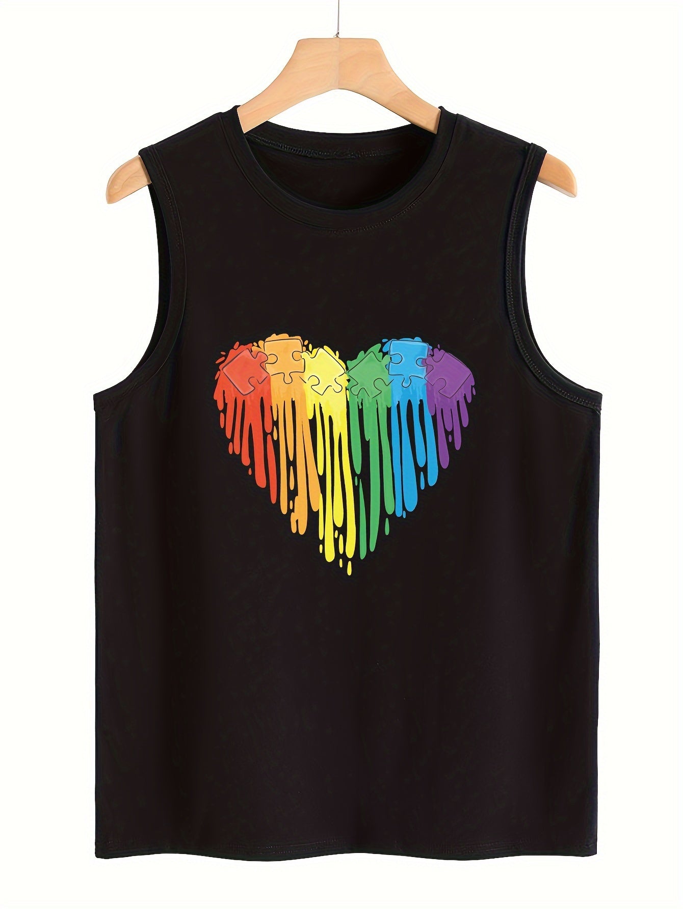 Heart Pattern Stretchy Sports Vest Sleeveless Top