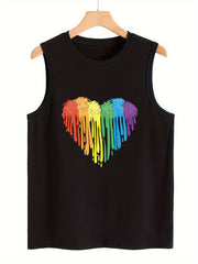 Heart Pattern Stretchy Sports Vest Sleeveless Top