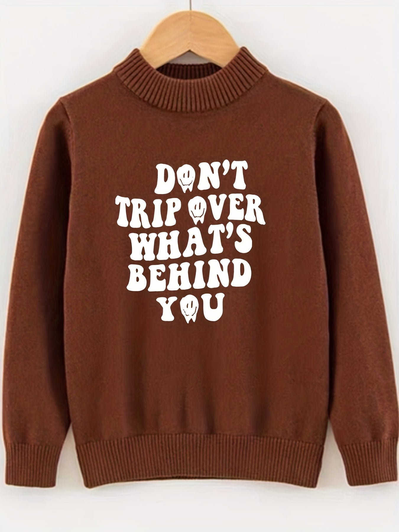 Funny Slogan Knitted Sweater Men's Casual Warm Crew Neck Pullover