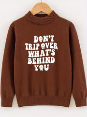 Funny Slogan Knitted Sweater Men's Casual Warm Crew Neck Pullover