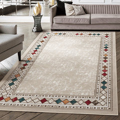 Vintage Washable Area Rug Gem Bordered Print Floor Cover Large Carpet