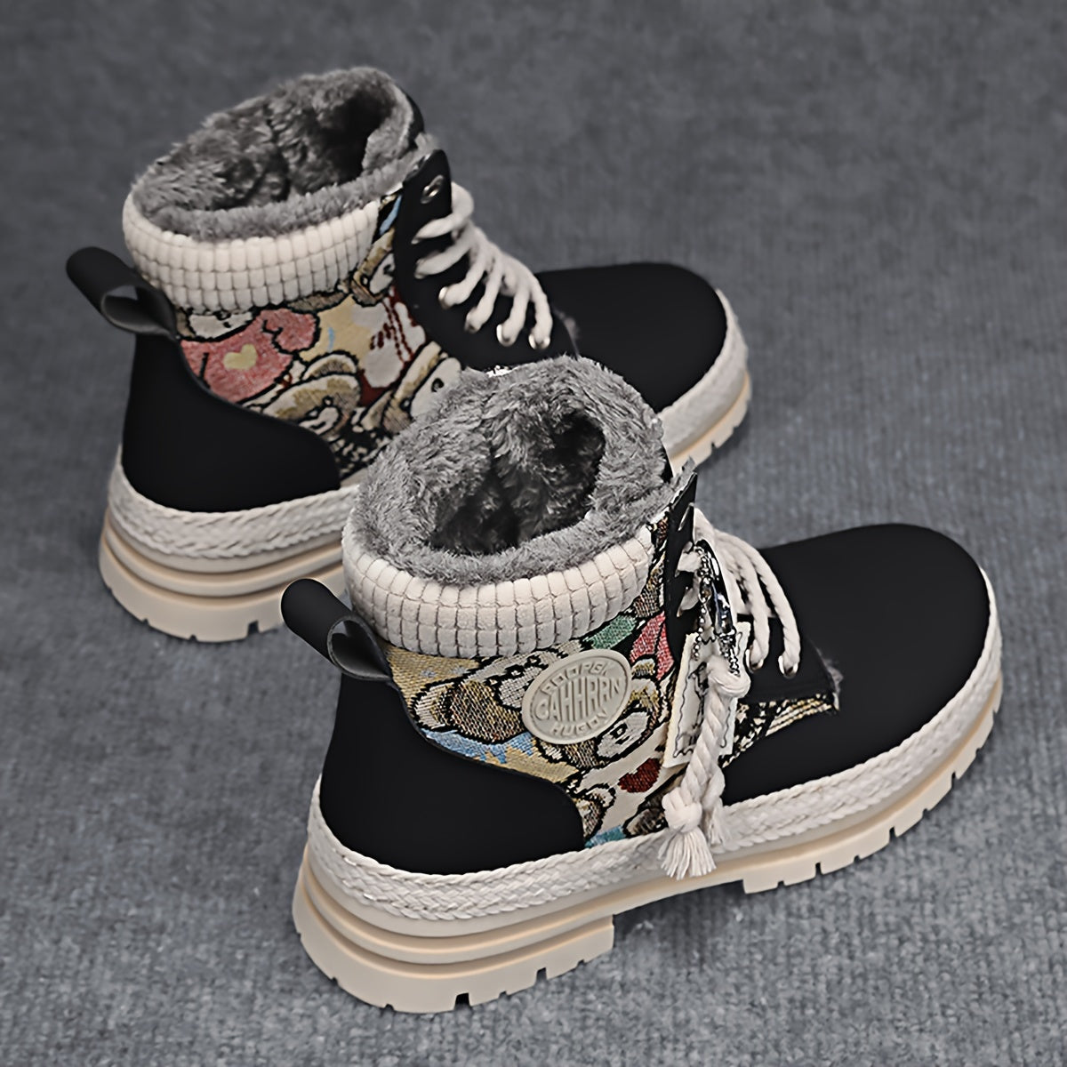 Men's Motorcycle Boots Warm Anti-slip Lace-up High Boots