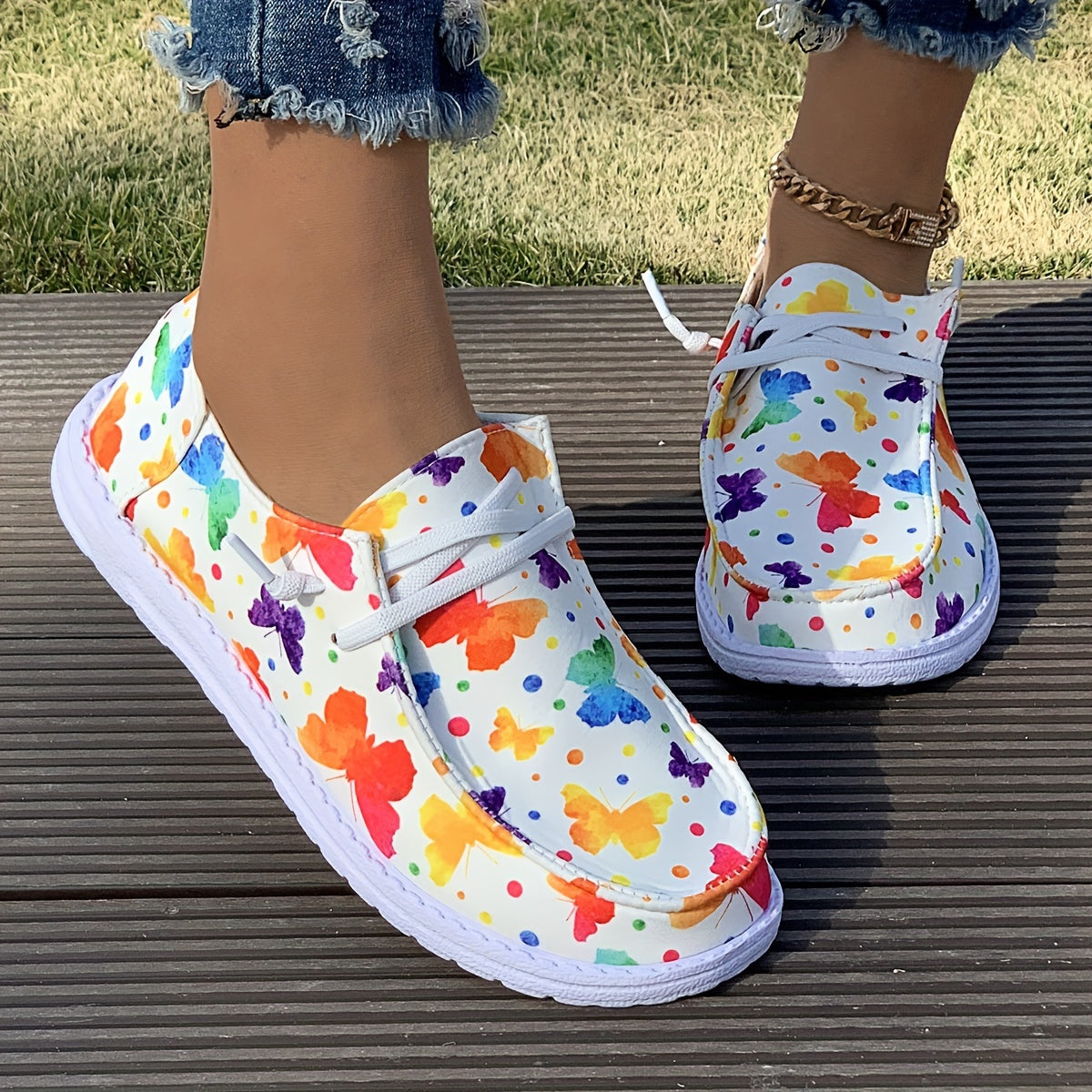 Women's Butterfly & Polka Dot Outdoor Skate Shoes