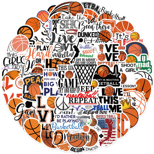 50pcs Basketball Sports Waterproof Stickers for Water Bottles Helmets Scooters