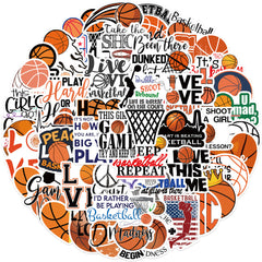 50pcs Basketball Sports Waterproof Stickers for Water Bottles Helmets Scooters