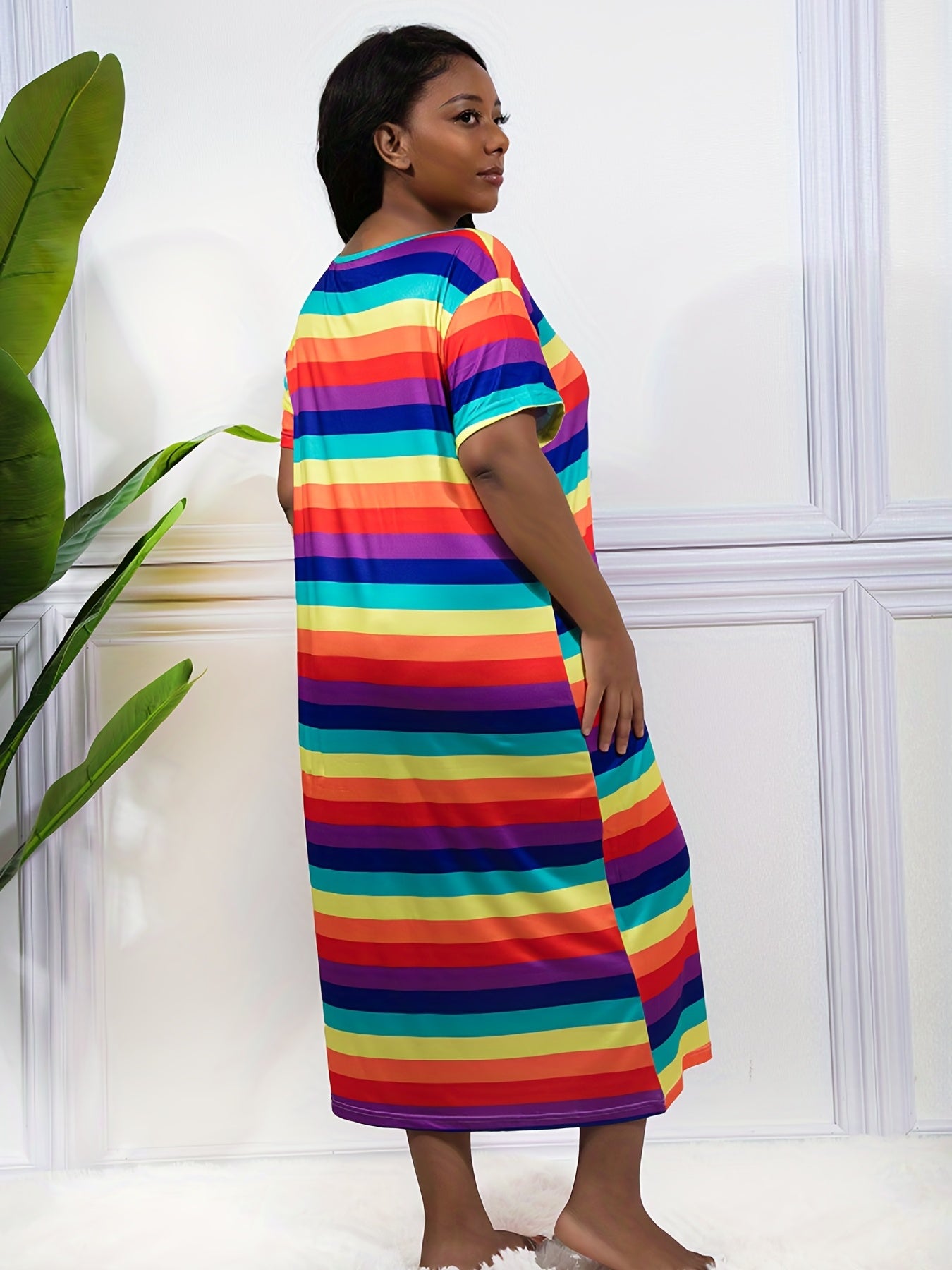 Rainbow Stripe Nightdress - High Stretch
