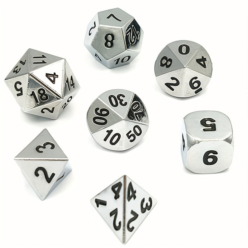 7pcs Zinc Alloy Polyhedral Dice Set for Gaming