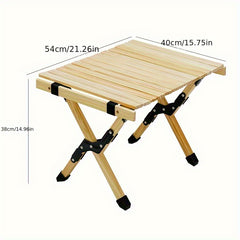 Portable Folding Wood Table Widened Solid Wood Tabletop Lightweight