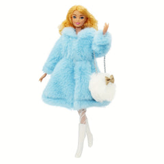 Faux Fur Coat, Stockings, Shoes for 29-21 cm Doll
