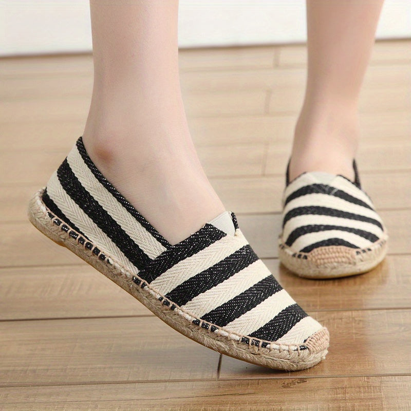 Striped Pattern Espadrille Flat Shoes Women's Footwear