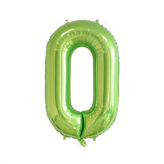 3pcs 101.6cm Green Foil Number Balloons w/ Ribbon & Straw