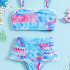 Girls' Fish Scale Bikinis 2pcs Swimsuits for Pool & Beach