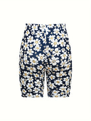 Flower Print Yoga Shorts High Stretch Running Sports Summer Shorts