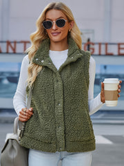 Women's Fleece Sports Vest Jacket Stand Neck Lightweight Fall Warm Coat
