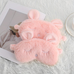 Rabbit Plush Embroidered Letters Eye Mask, Comfortable Strap