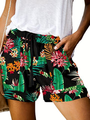 Floral Print Drawstring Casual Shorts