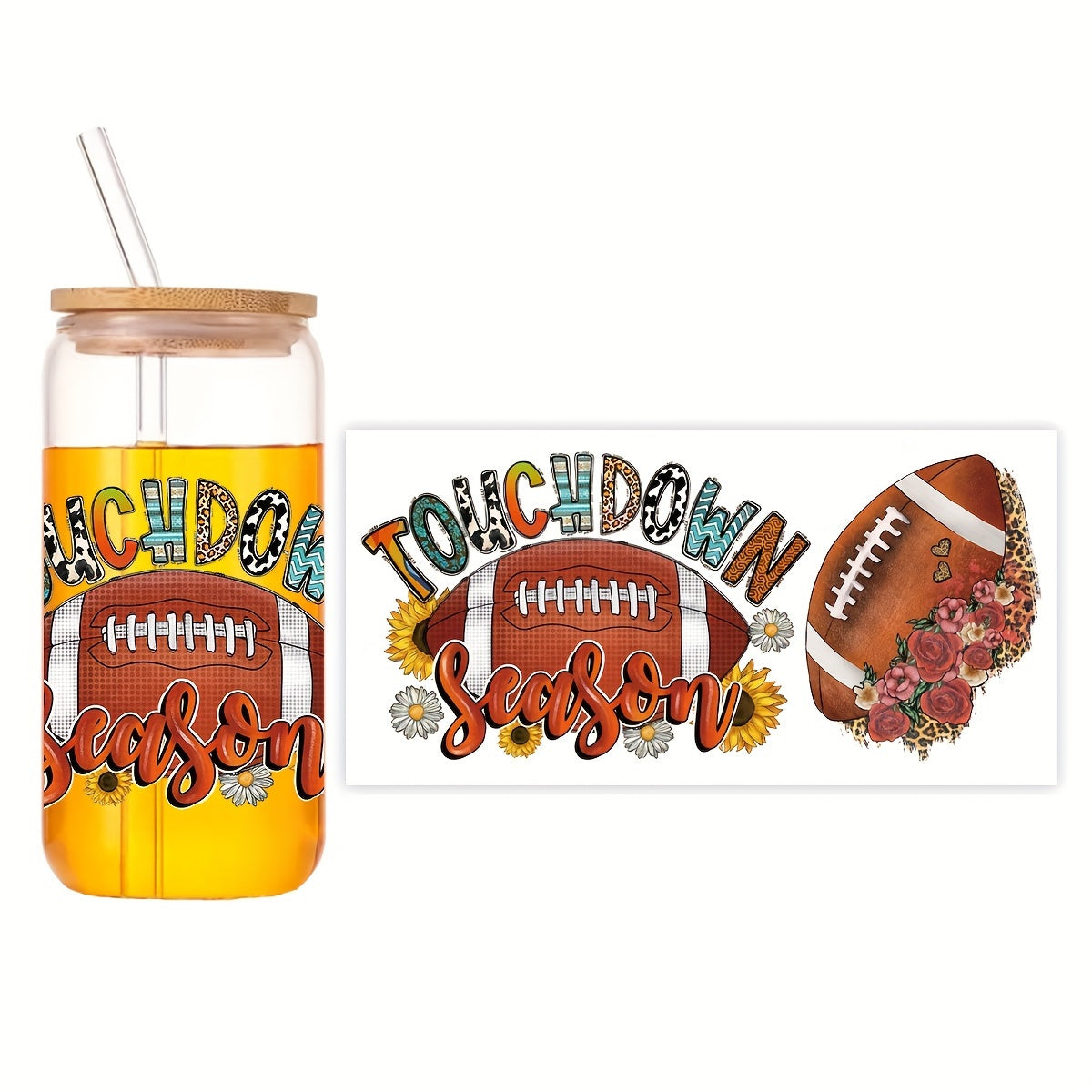 Rugby UV DTF Cup Stickers 16 oz Glasses Sport Transfer Stickers