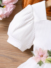 Toddler Girls Puff Sleeve Floral Princess Dress For Party Beach