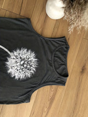 Dandelion Print Sleeveless Tank Top for Summer