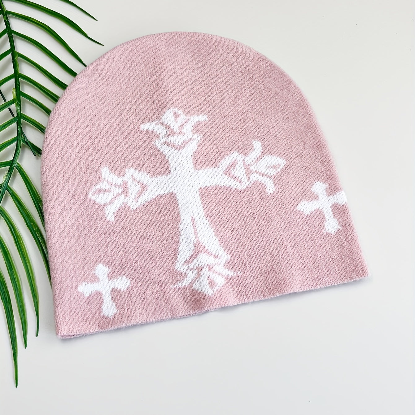 Gothic Cross Jacquard Unisex Beanie Soft Knit Hat