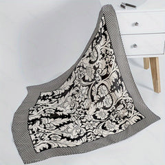 Floral Print Square Scarf Satin Shawl Neck Wrap