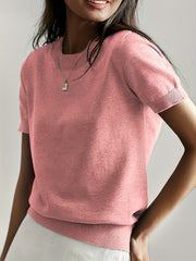 Women's Short Sleeve Crew Neck Sweater
