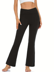Women's Fleece Lined Bootcut Yoga Pants Cross Waist Leggings