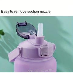 Gradient Frosted Water Bottle 3pcs with Straw for Outdoor Sports Fitness