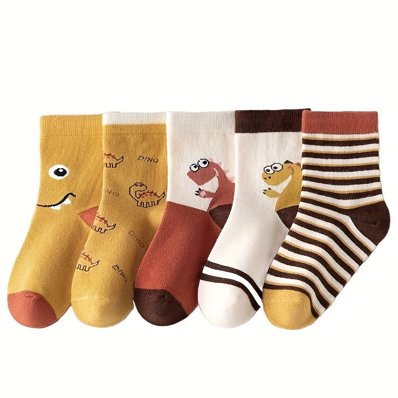 Kids Cartoon Dinosaur Cotton Socks 5 Pairs
