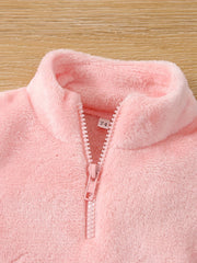 Pink Sports Sweatshirt Fleece Long Sleeve Pullover Blouse for Baby Girls