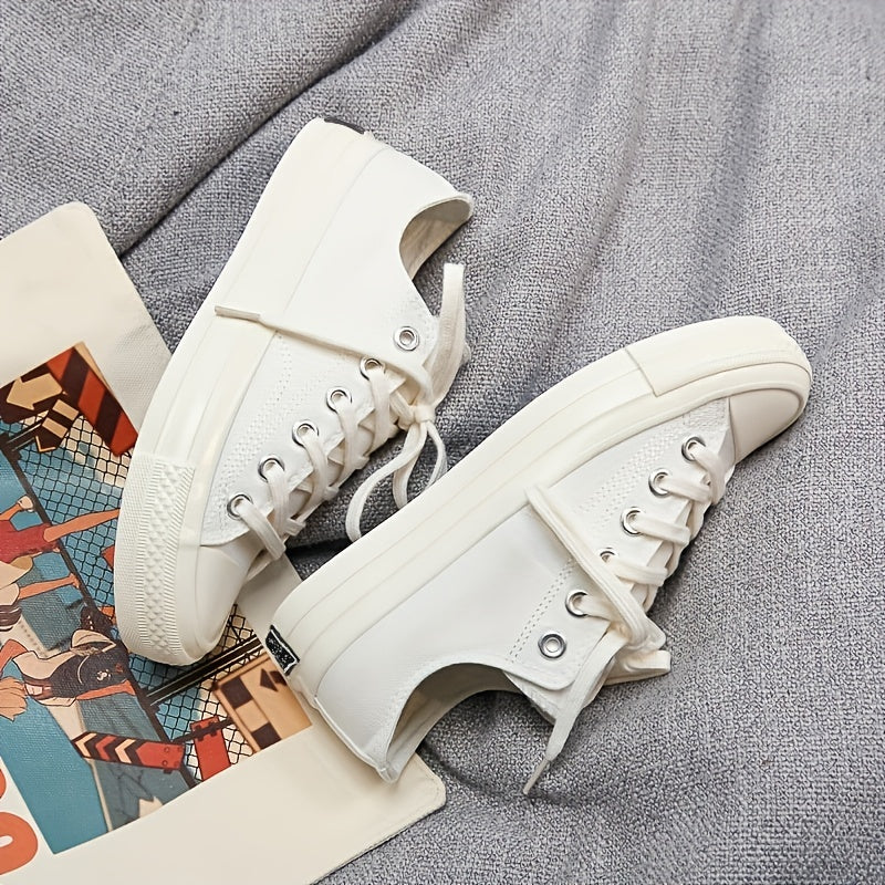 Women's Solid Canvas Lace Up Outdoor Shoes Comfortable Skate Shoes
