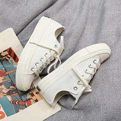 Women's Solid Canvas Lace Up Outdoor Shoes Comfortable Skate Shoes