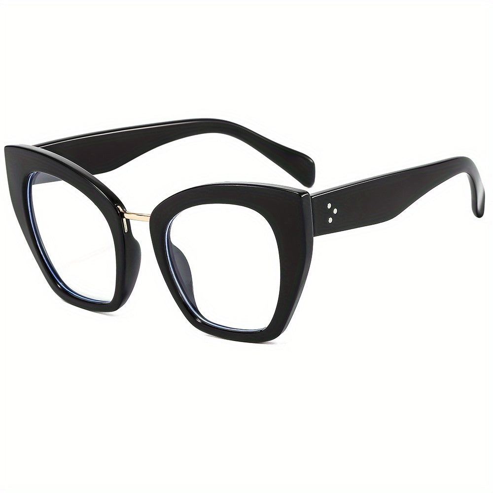 Cat Eye Clear Lens Glasses For Women Men Mod Block Rivet
