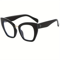 Cat Eye Clear Lens Glasses For Women Men Mod Block Rivet