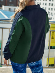 Colorblock Long Sleeve High Zip Collar Sports Top
