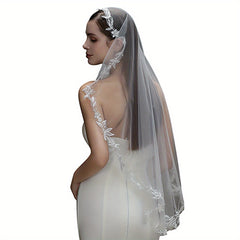 Cathedral Wedding Veil with Lace Edges Long Bridal Veil for Wedding Dresses