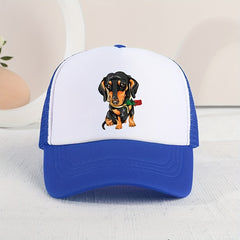 Mesh Print Rose Flower Dog Baseball Cap Sunshade Peaked Cap Trucker Hat